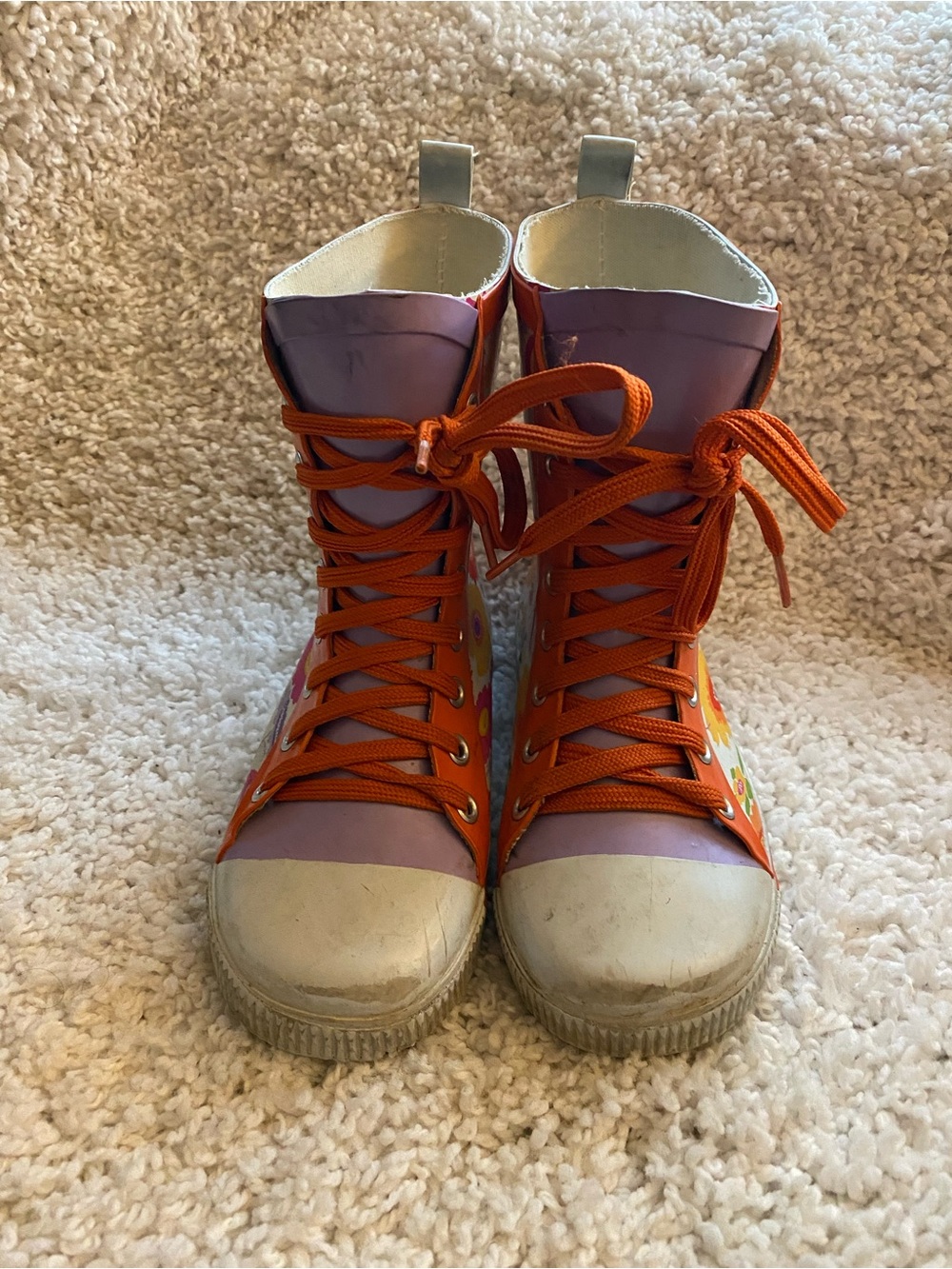 Girl’s Colorful Floral Rainboots: Size 1
